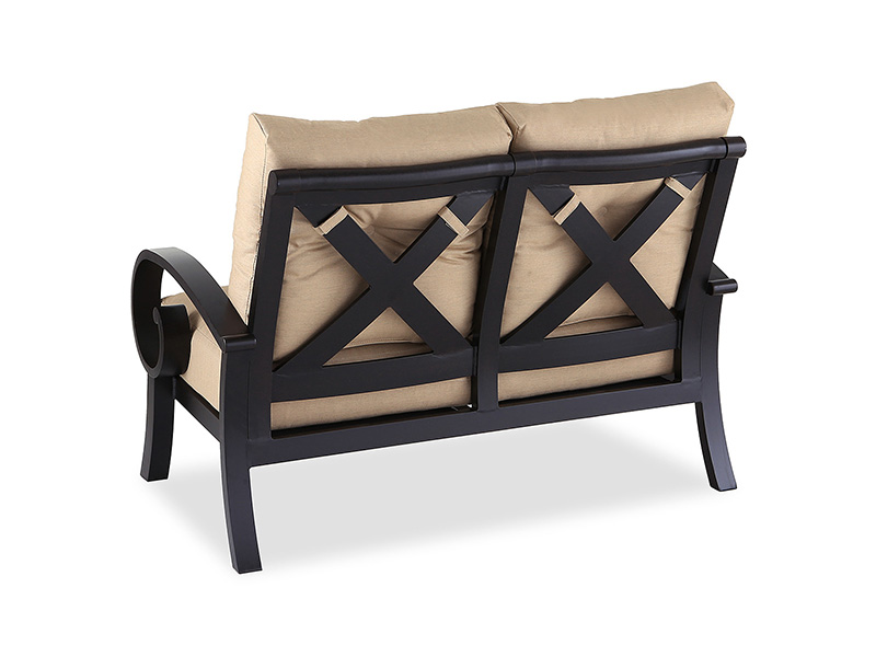 Bronzový hliník vo veku Slnovratu s vankúšmi Terasa Loveseat