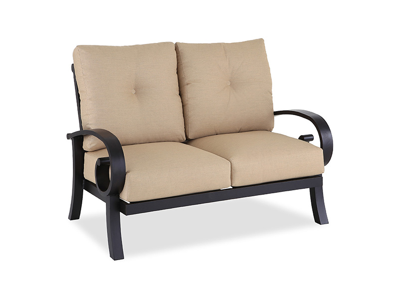 Bronzový hliník vo veku Slnovratu s vankúšmi Terasa Loveseat